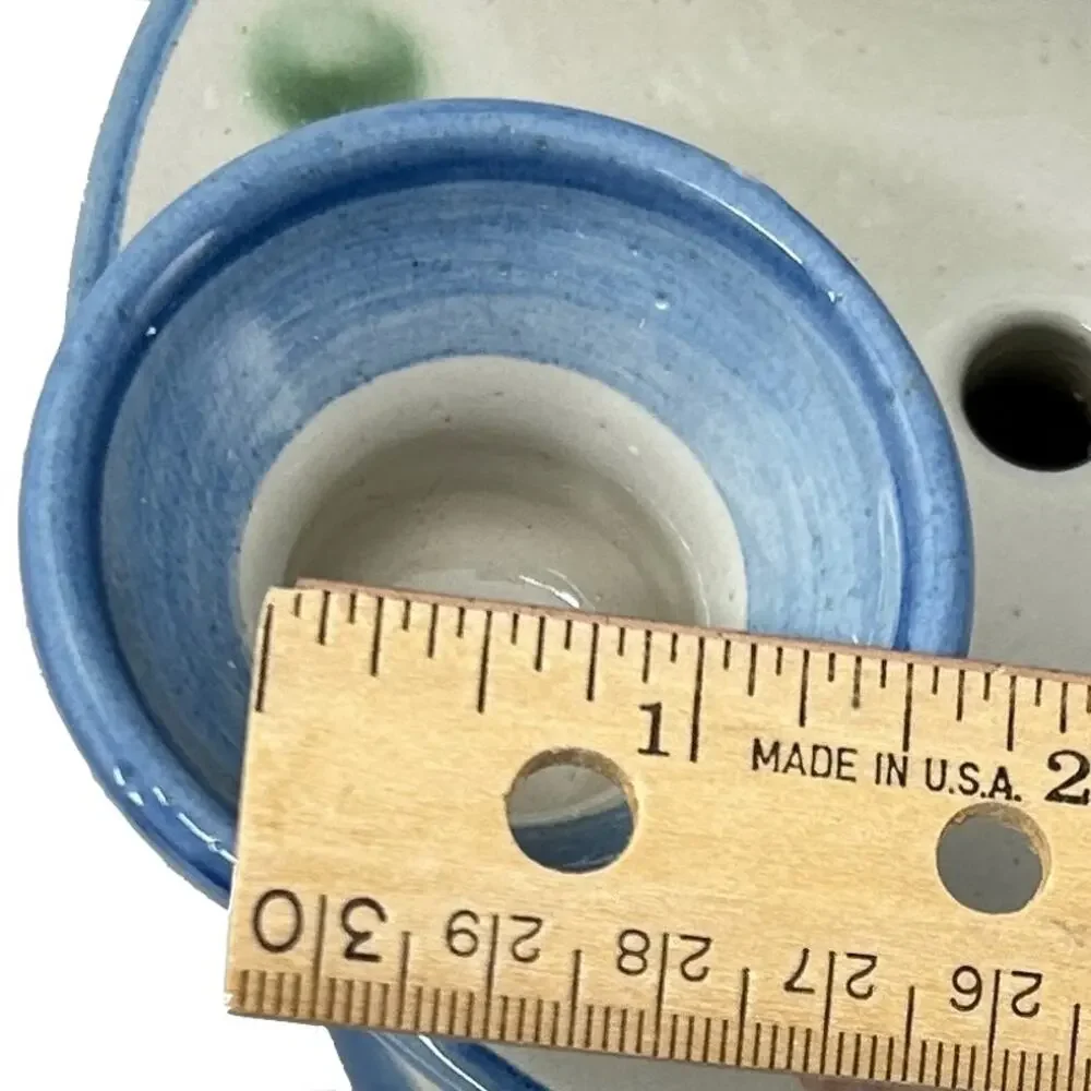 M. A. Hadley Pottery Triple Candlestick‎ Holder Chipped
